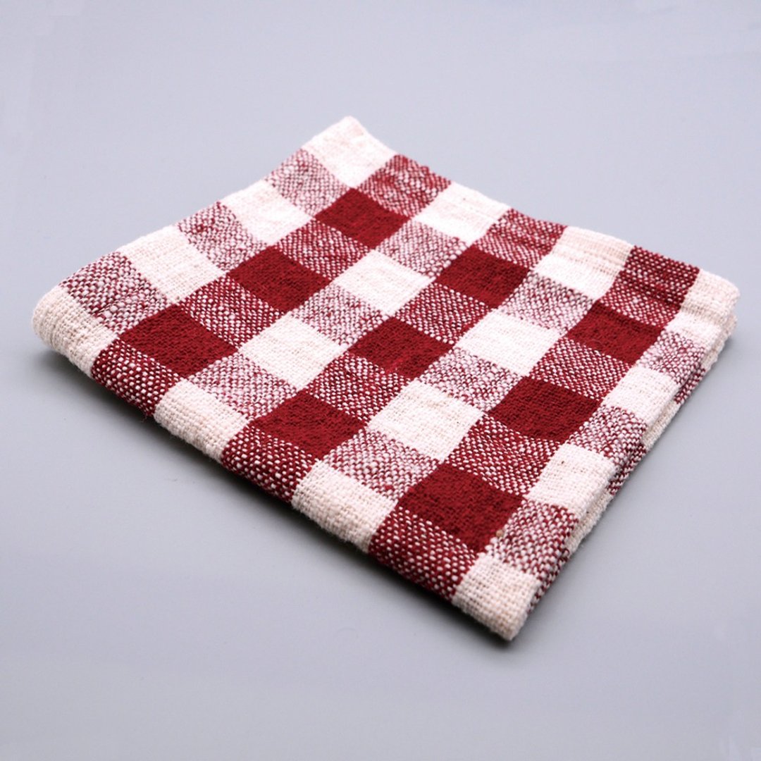 Handspun handkerchief (red gingham) - 手帕/方巾 - 棉．麻 