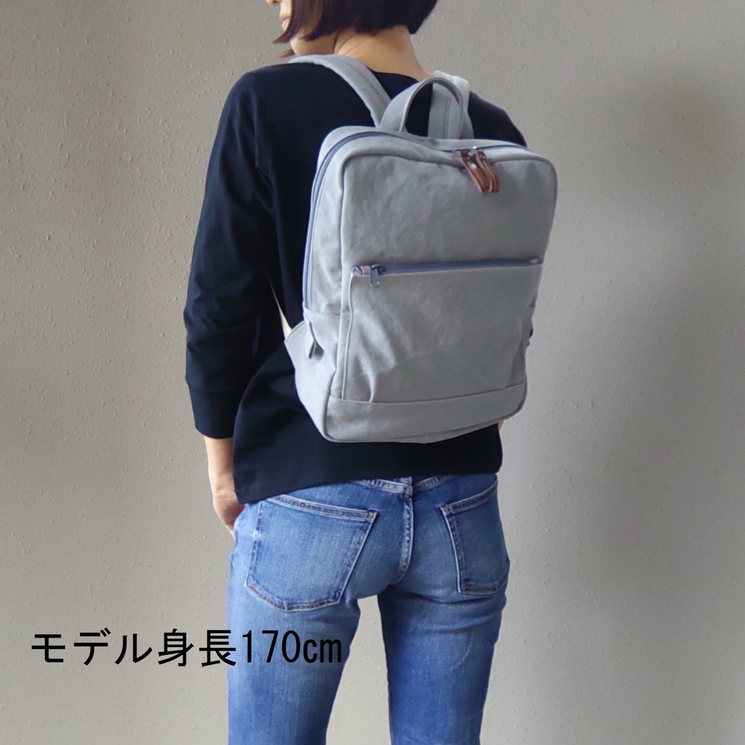 帆布方形背包，灰，M - 后背包/双肩包 - 棉．麻 灰色
