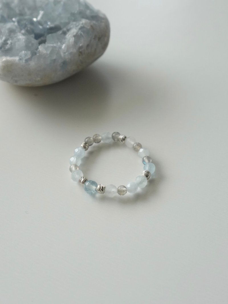 星涛/海蓝宝 拉长石/水晶戒指 定制化 - 戒指 - 水晶 蓝色