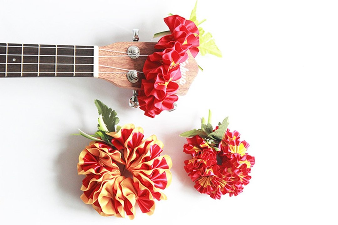 ukulele lei plumeria 3pic d,ukulele accessories,ukulelestrap - 吉他配件 - 棉 红色