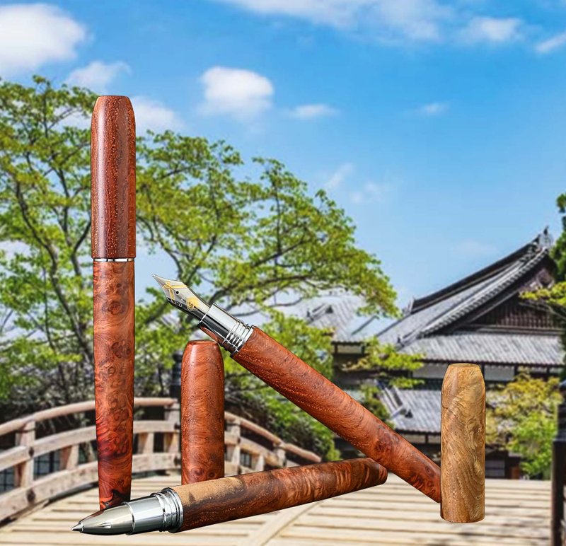 CYPRESS【对纹天地-花梨瘤】钢笔与钢珠笔  优雅修长 复古典雅 - 钢笔 - 其他材质 多色