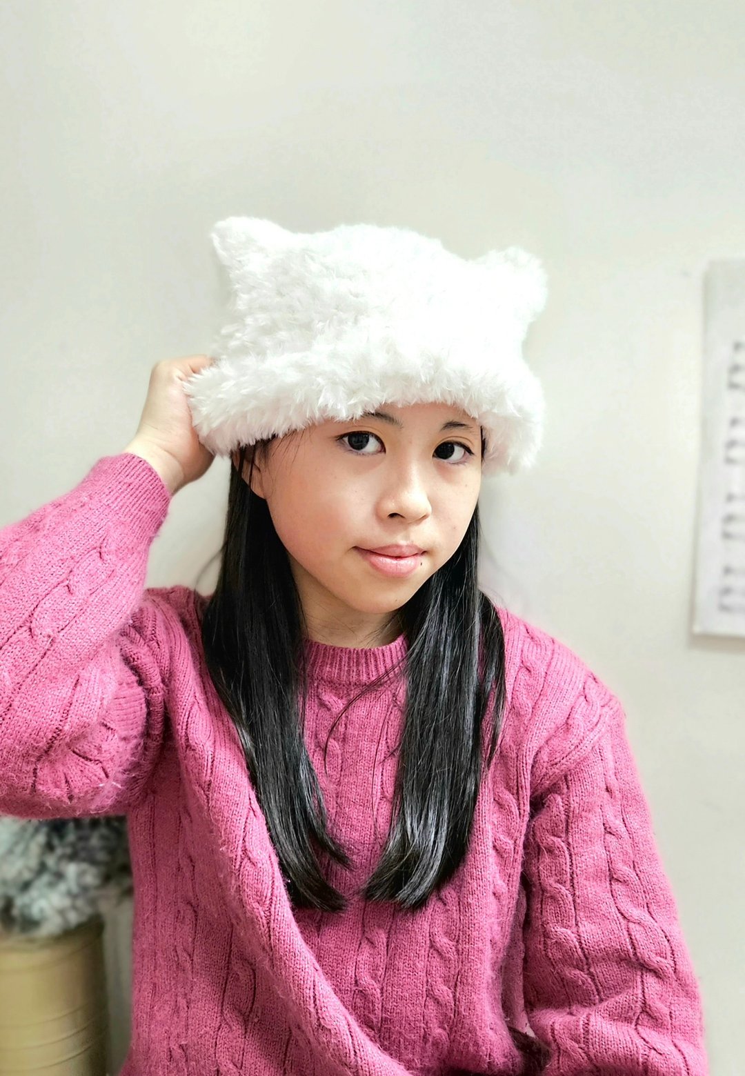 手工编织韩风甜系猫耳帽(软萌/保暖/小脸)(粉嫩色系) - 帽子 - 羊毛 多色