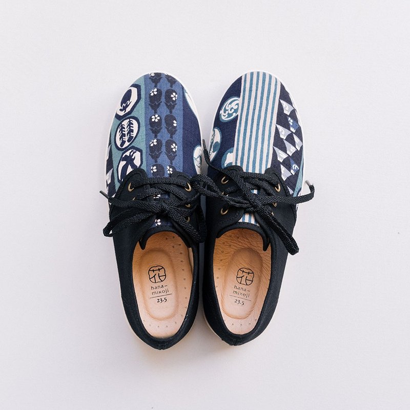 不对称花色最美【牛津日】富士山之歌 日本花布 和风花布 旅行 - 女款休闲鞋 - 棉．麻 蓝色