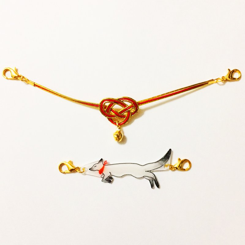 Kitsune no yome fox and Mizuhiki mask with bell Accessories Plastic board Kitsune no yome Inari Shrine - 口罩 - 其他金属 金色