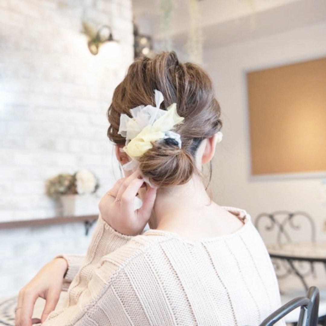 Limited | mini | Lemon squash | Colorful blooming scrunchie - 发饰 - 聚酯纤维 黄色