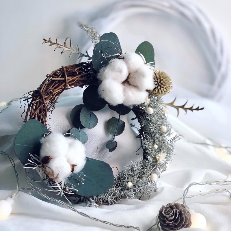 森林自然系 圣诞花圈 B款 棉花 ( 现货 ) - 墙贴/壁贴 - 植物．花 