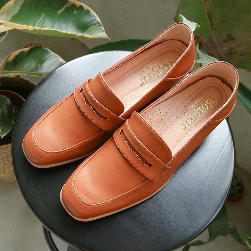 不挑脚2way乐福方头中跟鞋Penny Loafer - 女款牛津鞋/乐福鞋 - 人造皮革 多色