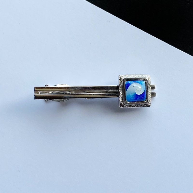 Vortex [Turquoise] Cloisonne Tie Pin Pure Silver Wired Cloisonne - 领带/领带夹 - 其他材质 蓝色