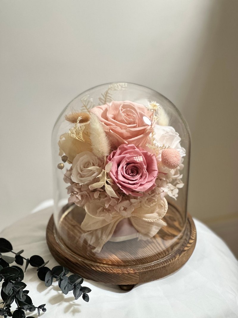 永恒一束花 玫瑰花束玻璃罩 永生花盅 情人节礼物 - 干燥花/捧花 - 植物．花 