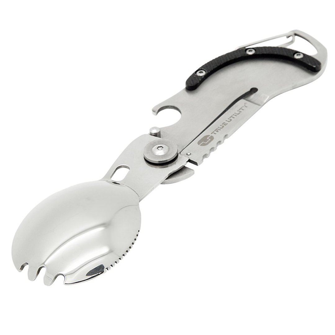 【True Utility】英国多功能刀叉钥匙圈工具组Sporknife - 餐刀/叉/匙组合 - 不锈钢 银色