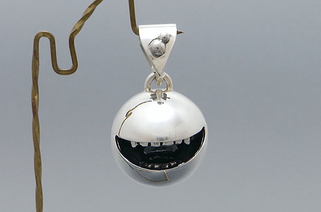 open smile L_P cubic zirconia black (s_m-P.36B) pendant top without a chain 沒有銀鍊 - 项链 - 纯银 银色