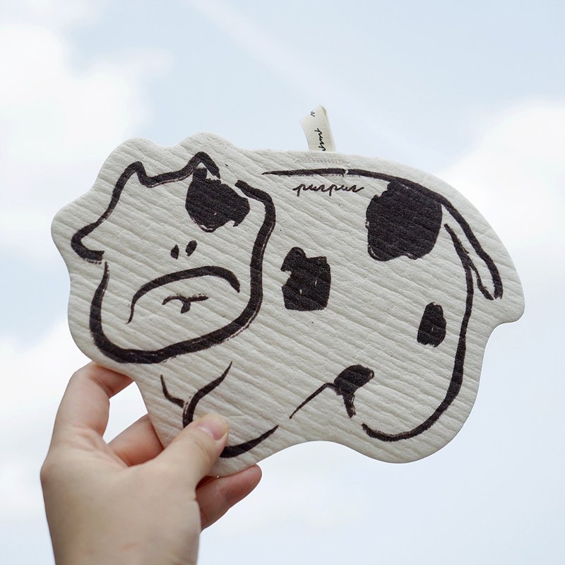 木浆棉 洗碗布 牛哞哞 - 碗盘清洁 - 环保材料 黑色