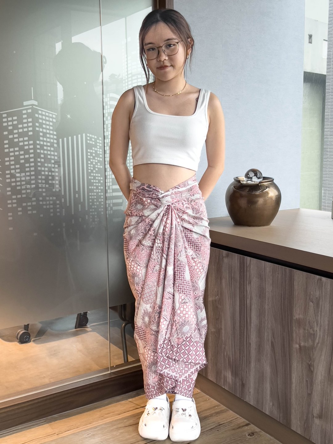 SADEVA 休闲度假风娘惹衫裙 - Pink 粉红 - SAD003 - 裙子 - 棉 粉红色