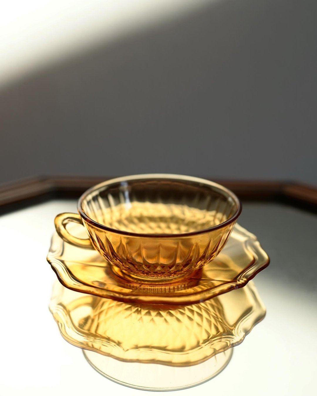 复古琥珀色玻璃杯 - 玻璃杯 - 玻璃 咖啡色
