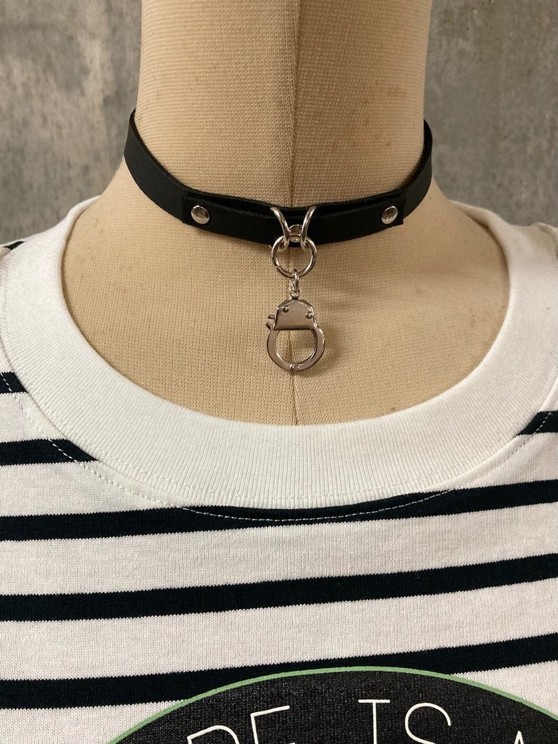 手铐颈链/黑色/F尺寸/hellcatpunks/hcp-ac-0281 - 颈链 - 人造皮革 黑色