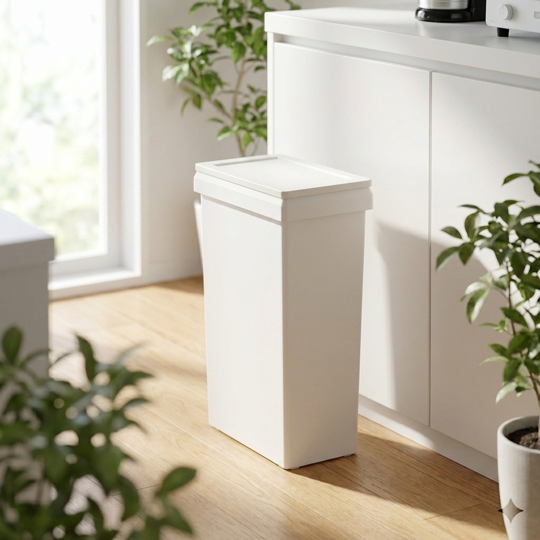 RISU SOLOW 抗菌窄款滑盖双用垃圾桶 40L - 垃圾桶 - 塑料 白色