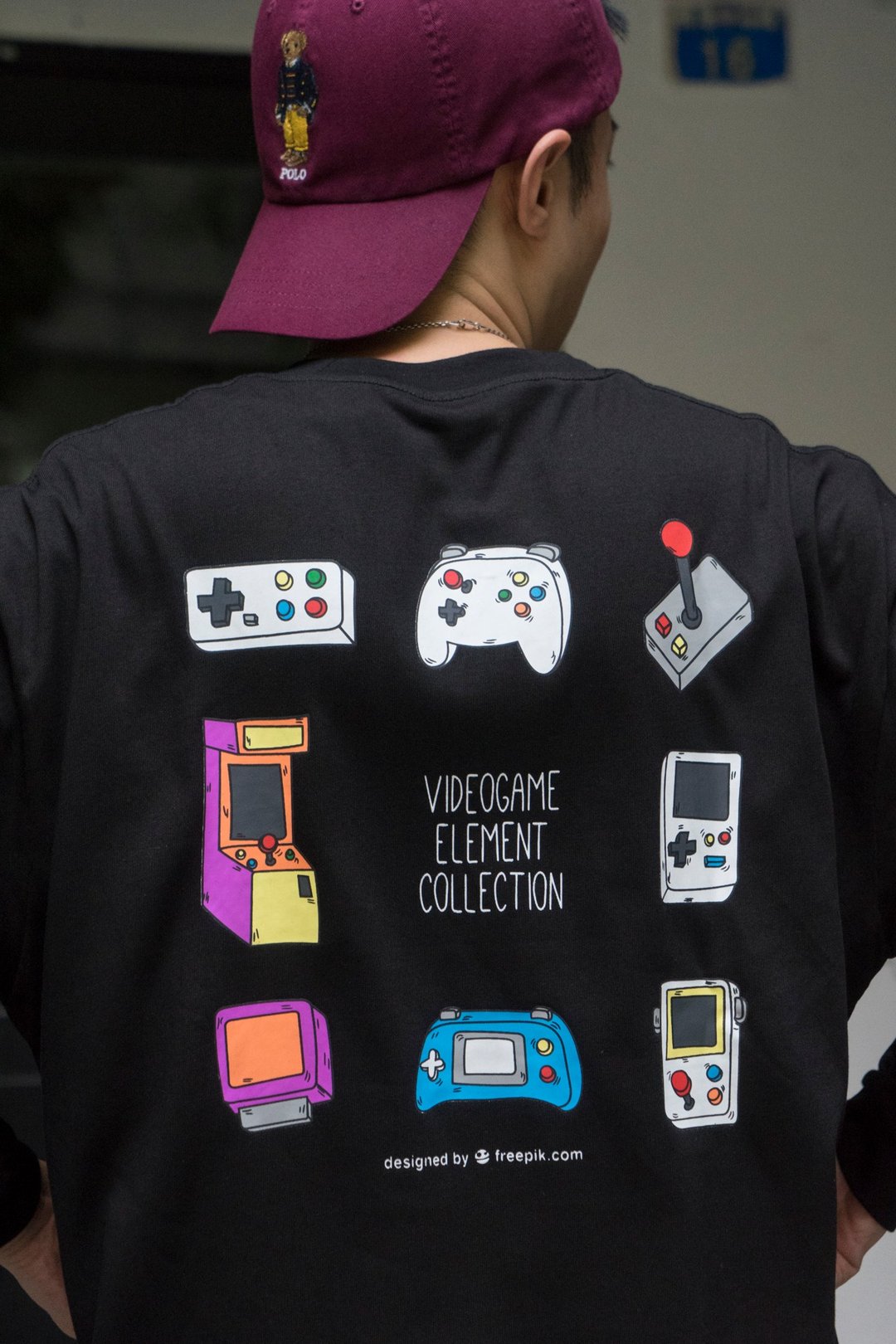 T-SHIRT 重磅面料 潮流遊戲Game印花長袖T恤日系休閒寬鬆Chic ins - 男装上衣/T 恤 - 棉 黑色