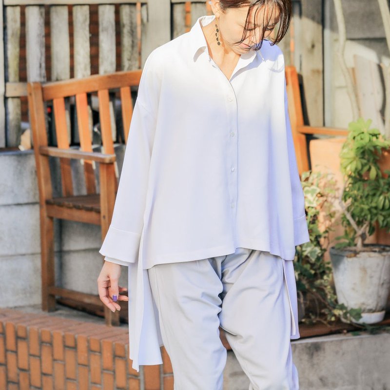 戏剧性飘逸美感的衬衫 | 白色 - 女装衬衫 - 其他材质 白色