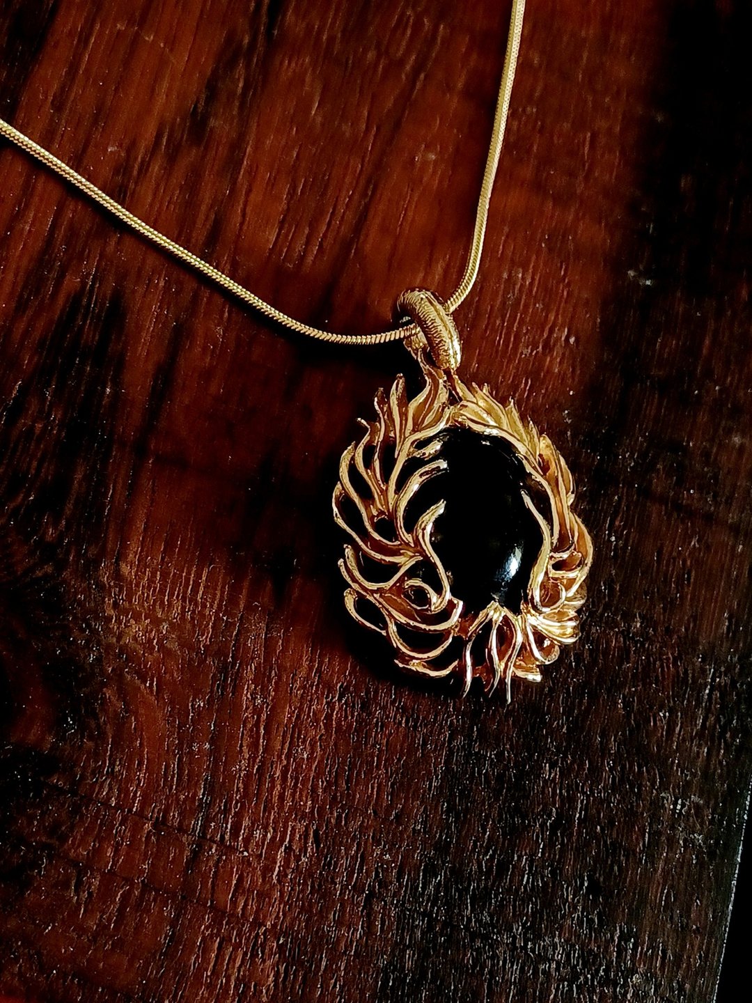 vintage jewelry 典雅黑曜石火焰意象 项链 - 项链 - 其他金属 