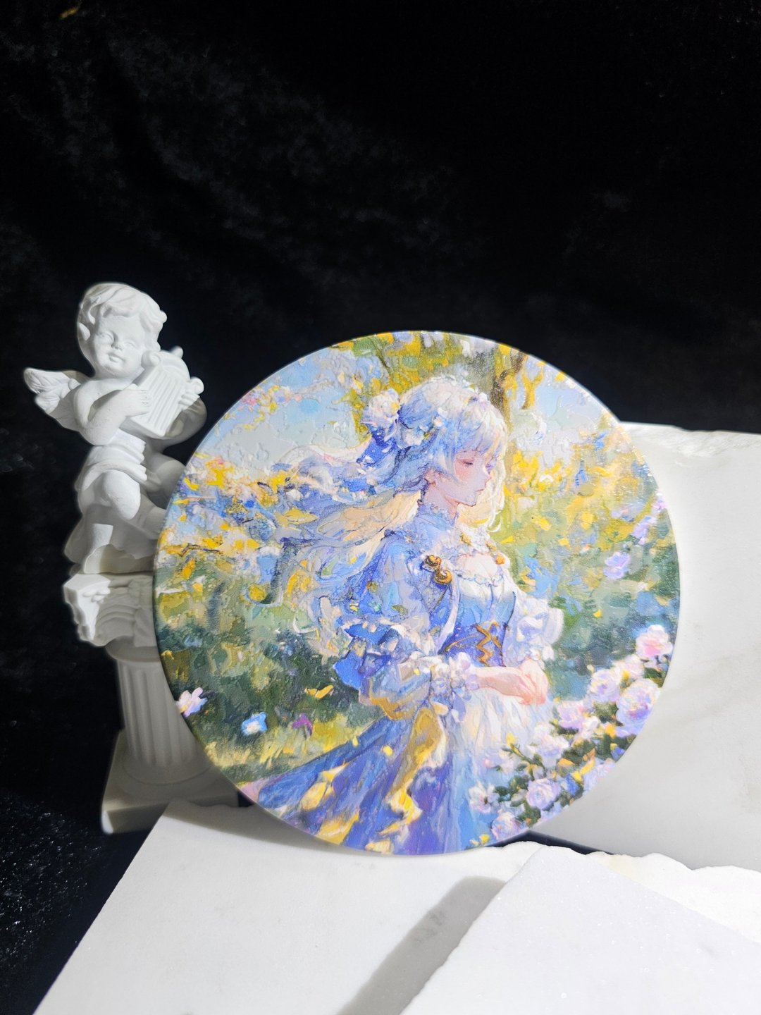 【缪思】 | 莺歌陶瓷吸水晶雕杯垫 | 台湾制造 | 文创插画 - 杯垫 - 防水材质 蓝色