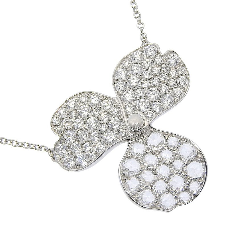 【日本直送】蒂芙尼 TIFFANY&Co. Paper Flowers 系列 项链 宽版 Pt950铂金×钻石 花朵坠饰 约5.3g 【二手】 - 项链 - 贵金属 银色