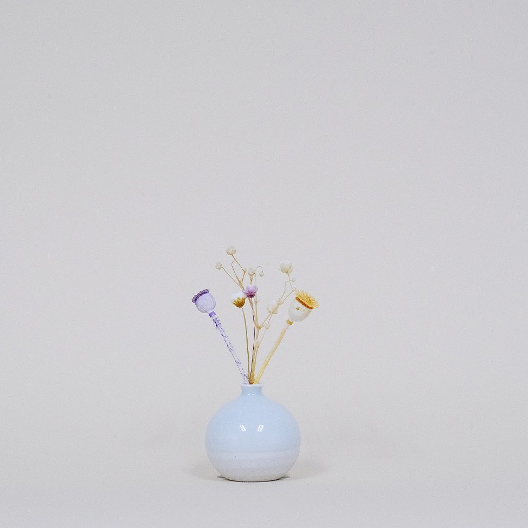 手工陶瓷迷你花器 －浅蓝色 - 花瓶/陶器 - 陶 蓝色