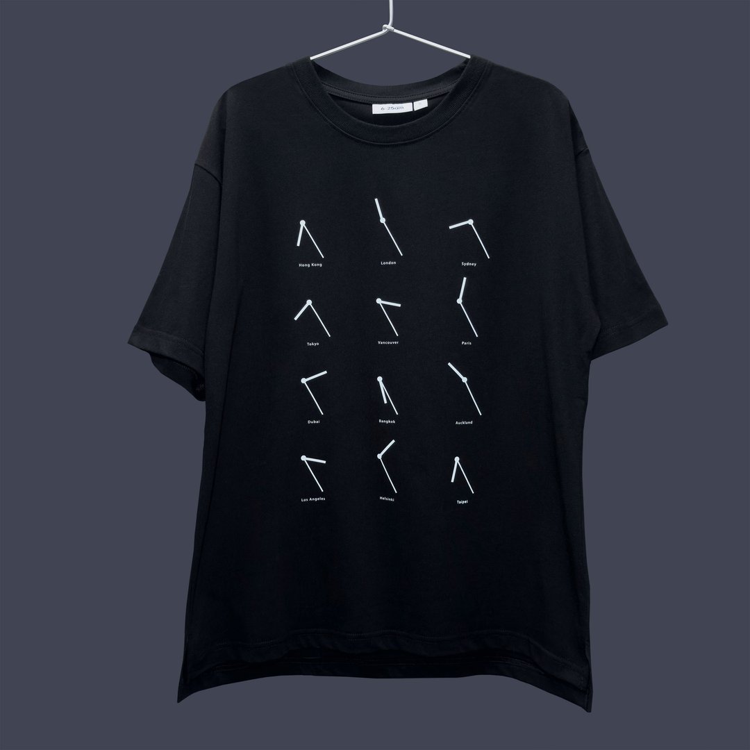 6:25am Time Difference Tee - 黑色 - 男装上衣/T 恤 - 棉 黑色