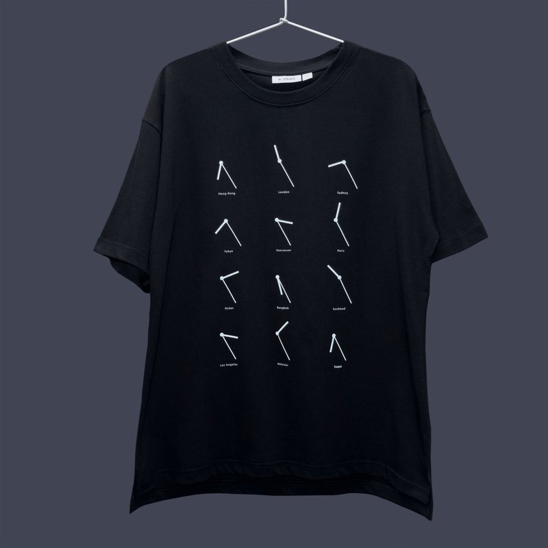6:25am Time Difference Tee - 黑色 - 男装上衣/T 恤 - 棉．麻 黑色