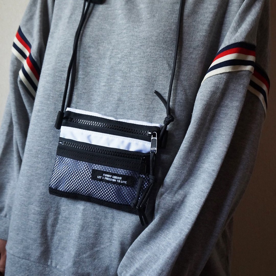 Mini Wallet Pouch Double Zipper Shoulder Bag (White)Ssize - 侧背包/斜挎包 - 尼龙 白色