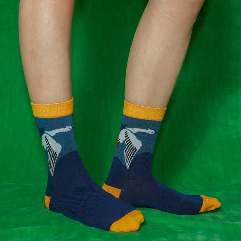 CONNECTION系列军徽图腾轻薄透气印花袜 男女尺寸 - 袜子 - 棉．麻 白色