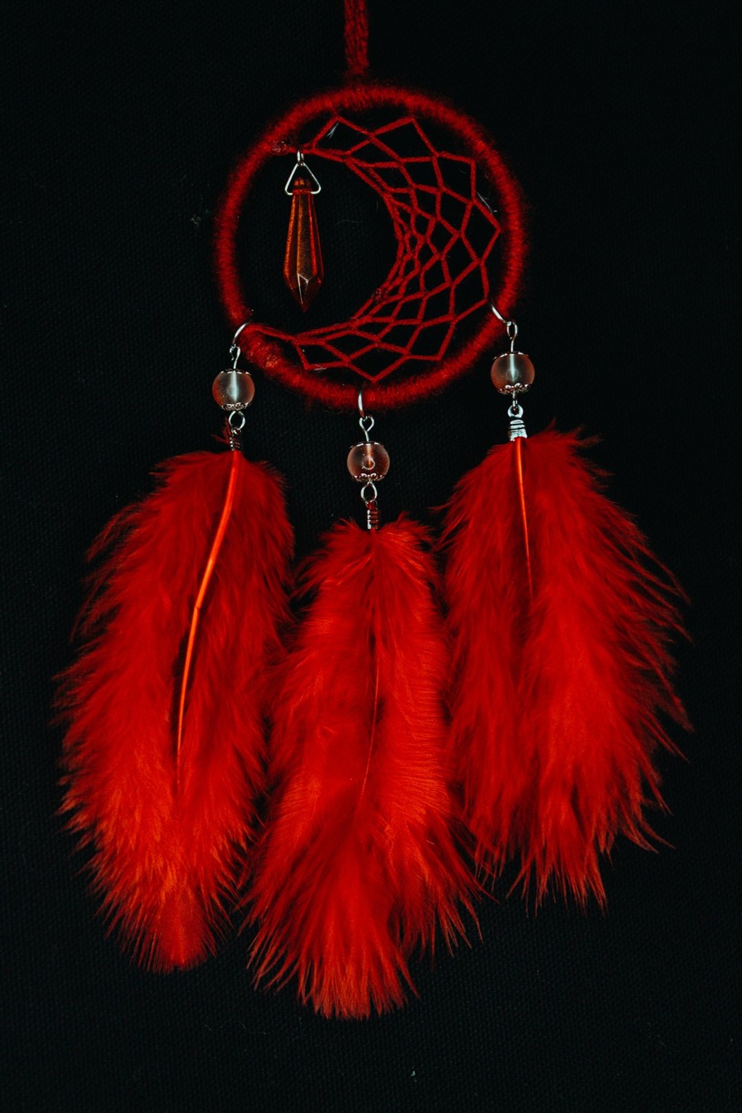 纯手工捕梦网 Handmade Dreamcatcher－【小月亮－红】 - 摆饰 - 棉．麻 红色