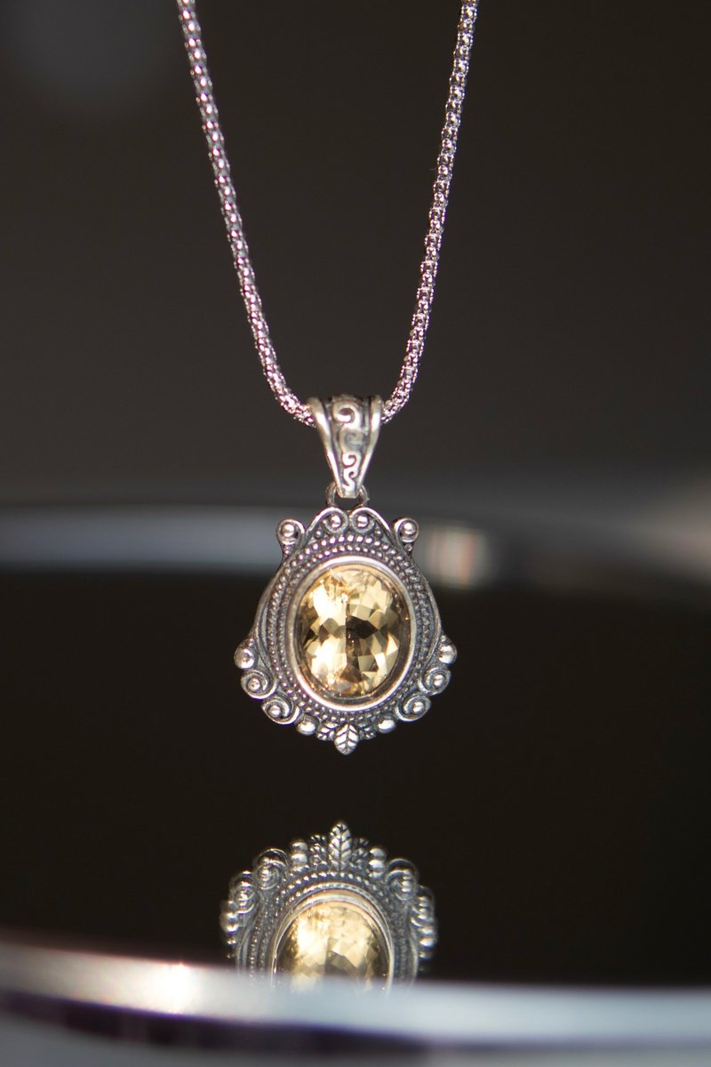 天然黄水晶 椭圆钻切 S925银 金钱水晶 招财 - 戒指 - 水晶 