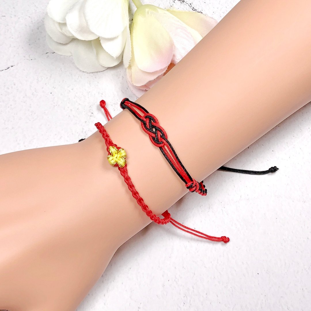 Gift Set - 桃花结手绳 情侣手绳 幸运手绳 红绳 (套装) TB203 - 手链/手环 - 聚酯纤维 红色