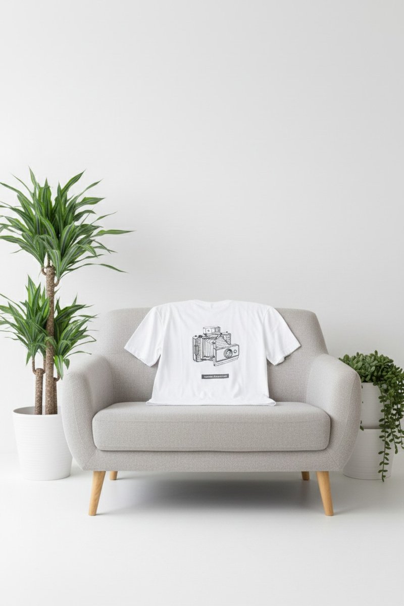 复古拍立得相机 T-shirt | A002 - 男装上衣/T 恤 - 棉．麻 多色