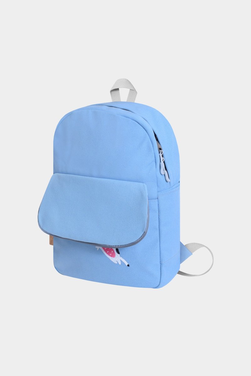 【绝版出清】睡到屁股掉出来－奶豆喵薄荷蓝帆布背包 - 后背包/双肩包 - 其他材质 蓝色