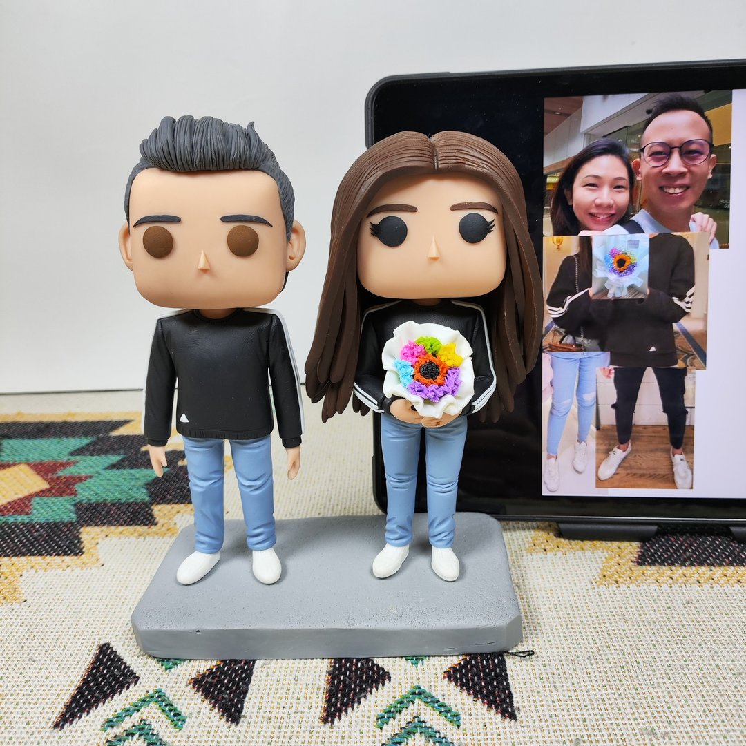 纯手工定制美国Funko Pop 自画像公仔情侣父母夫妻结婚周年礼物 - 玩偶/公仔 - 粘土 多色