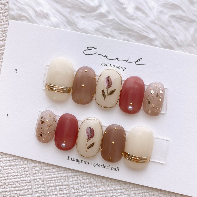 郁金香　花 - 指甲油/指甲贴 - 塑料 粉红色