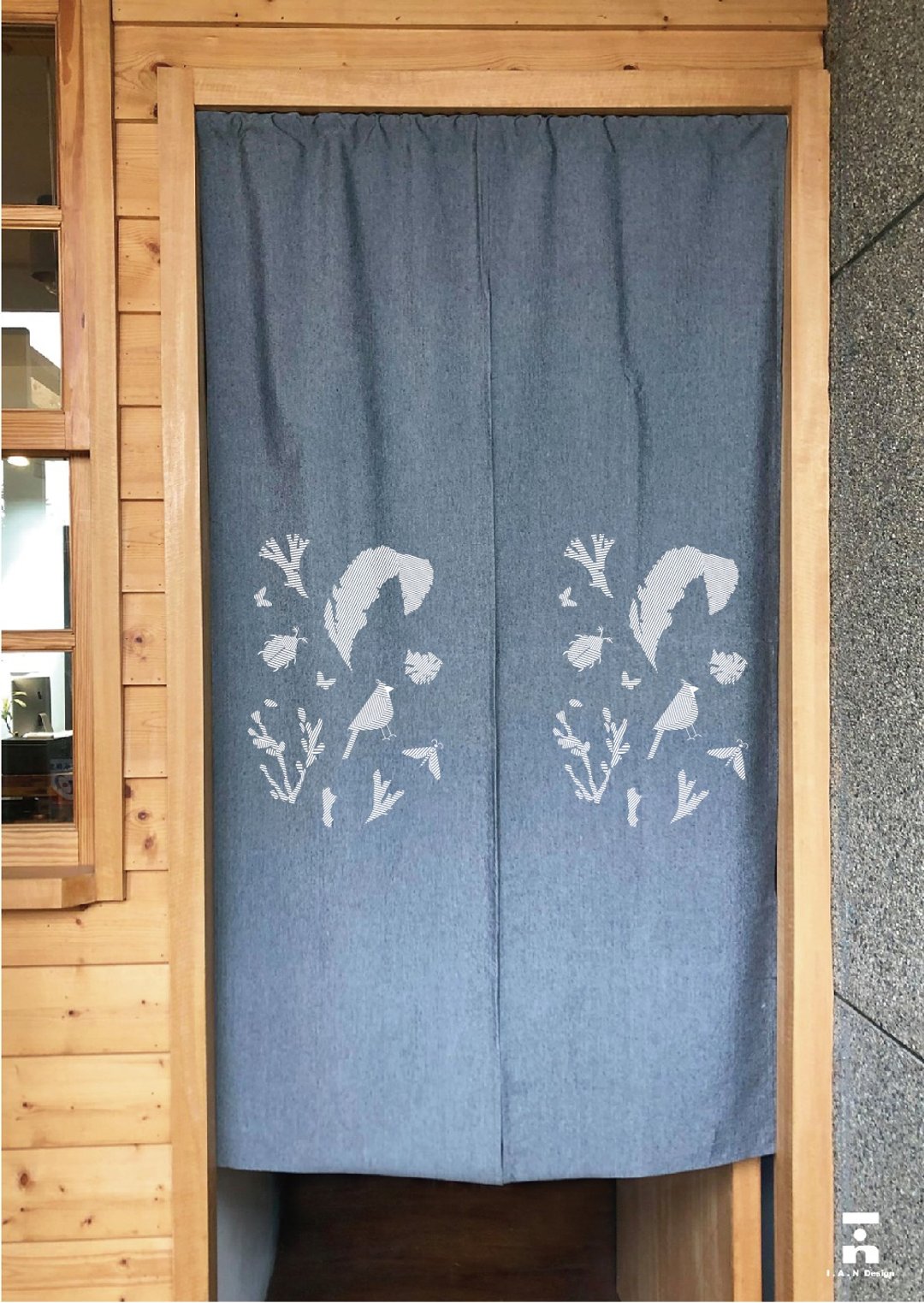 生物线性 - 有机棉绢印灰色日式中门帘 Organic Cotton - 门帘/门牌 - 棉 灰色