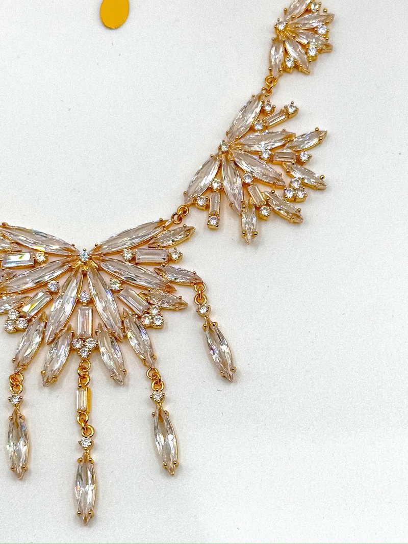 轻奢首饰系列——绽放属于自己的光芒・耀眼星光水晶项链 - 项链 - 其他金属 金色