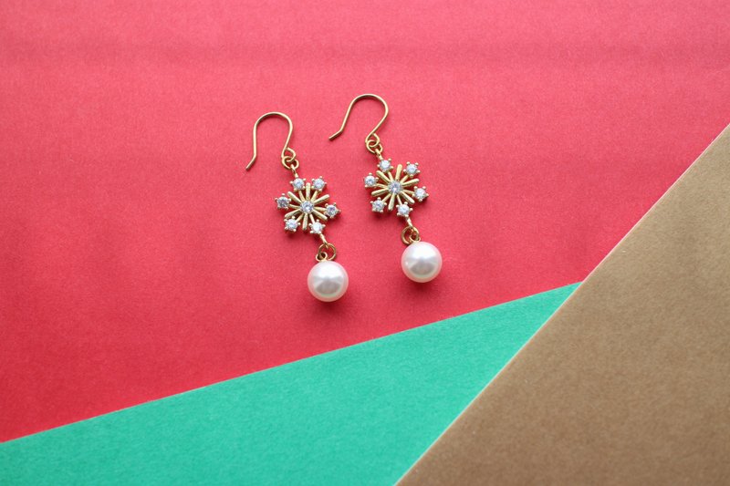 冬日晴-黄铜耳环-可改夹 - 耳环/耳夹 - 铜/黄铜 多色