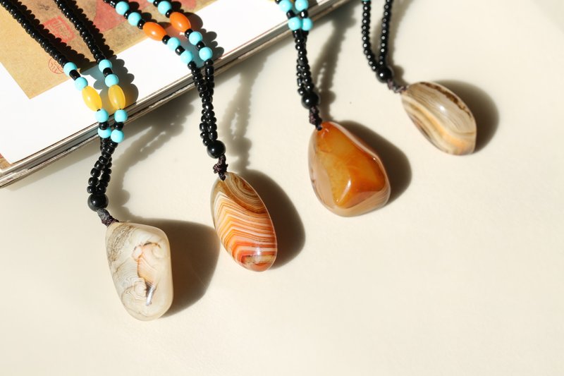 玛瑙原石项链/缠丝玛瑙随形原石毛衣链 玉石玉器吊坠毛衣链 - 项链 - 玉石 多色