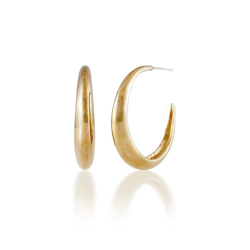 Hoop Earrings 黄铜镀18K金圈型耳环(中)27mm 耳针/夹式 - 耳环/耳夹 - 铜/黄铜 金色