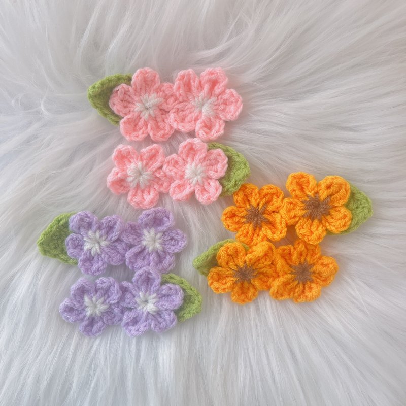 手钩毛线花朵发夹｜韩系马卡龙色系发夹 组 - 发饰 - 其他材质 