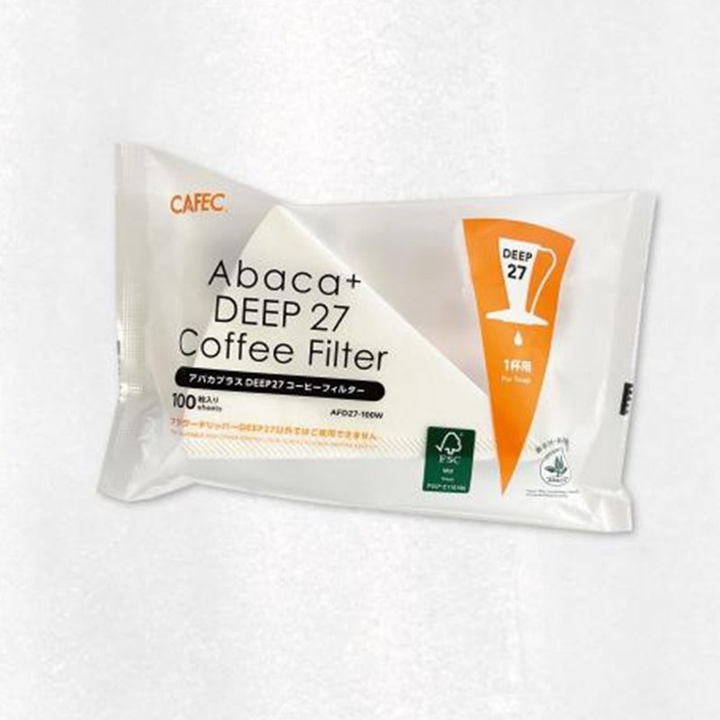 【新品】日本CAFEC Abaca+DEEP 27 花瓣滤杯专用滤纸-100张 - 咖啡壶/周边 - 其他材质 白色