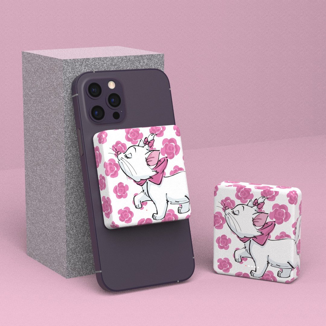 【限量】 迪士尼 8000mAh 磁吸式行动充电 - 富贵猫 粉红色 - 充电宝/传输线 - 塑料 粉红色