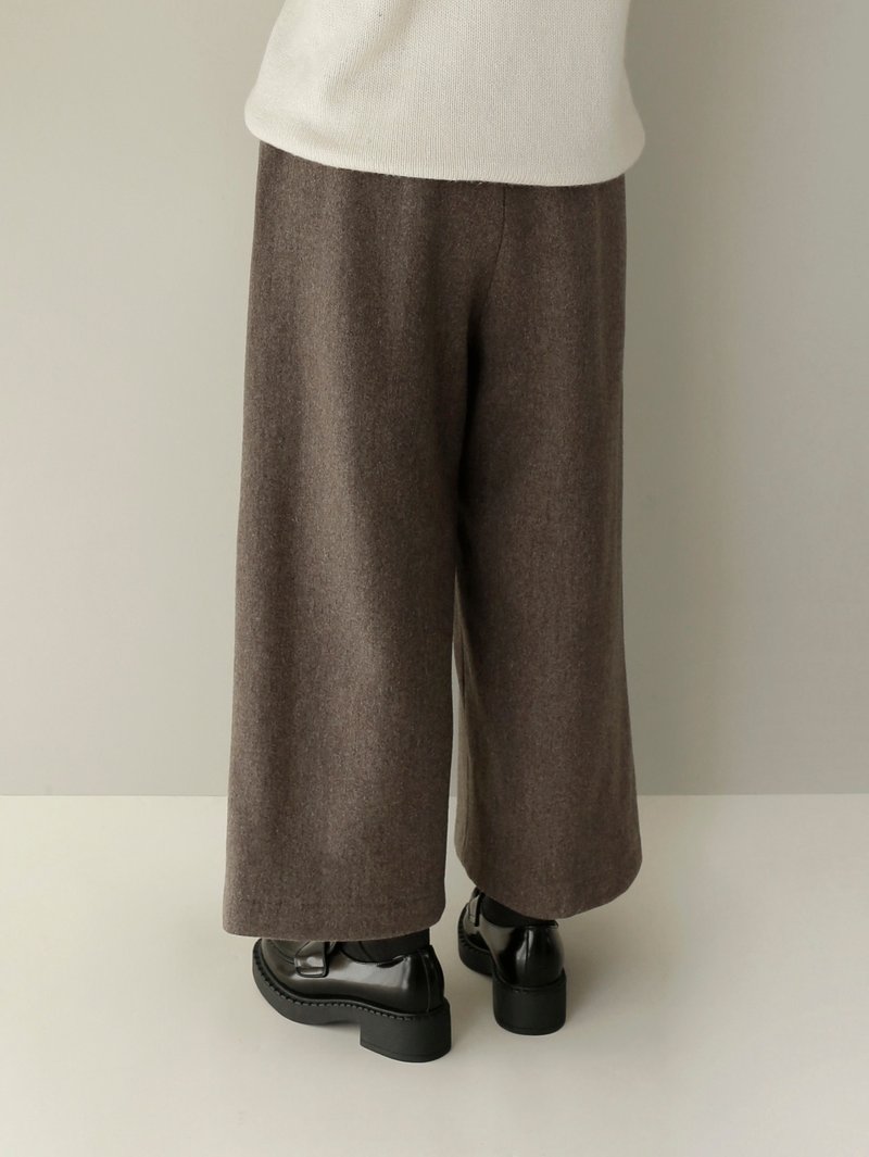 日本制咖褐色羊毛 加厚保暖宽松休闲裤 - 女装长裤 - 羊毛 咖啡色