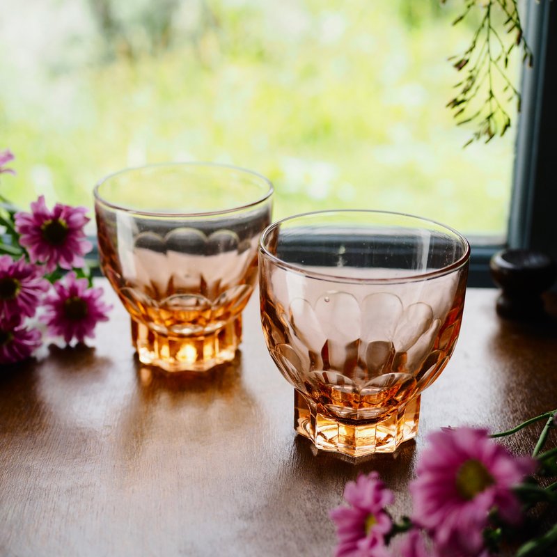 1950年法国 Rosalin 淡粉色玻璃杯 (一对杯2件) - 玻璃杯 - 玻璃 粉红色