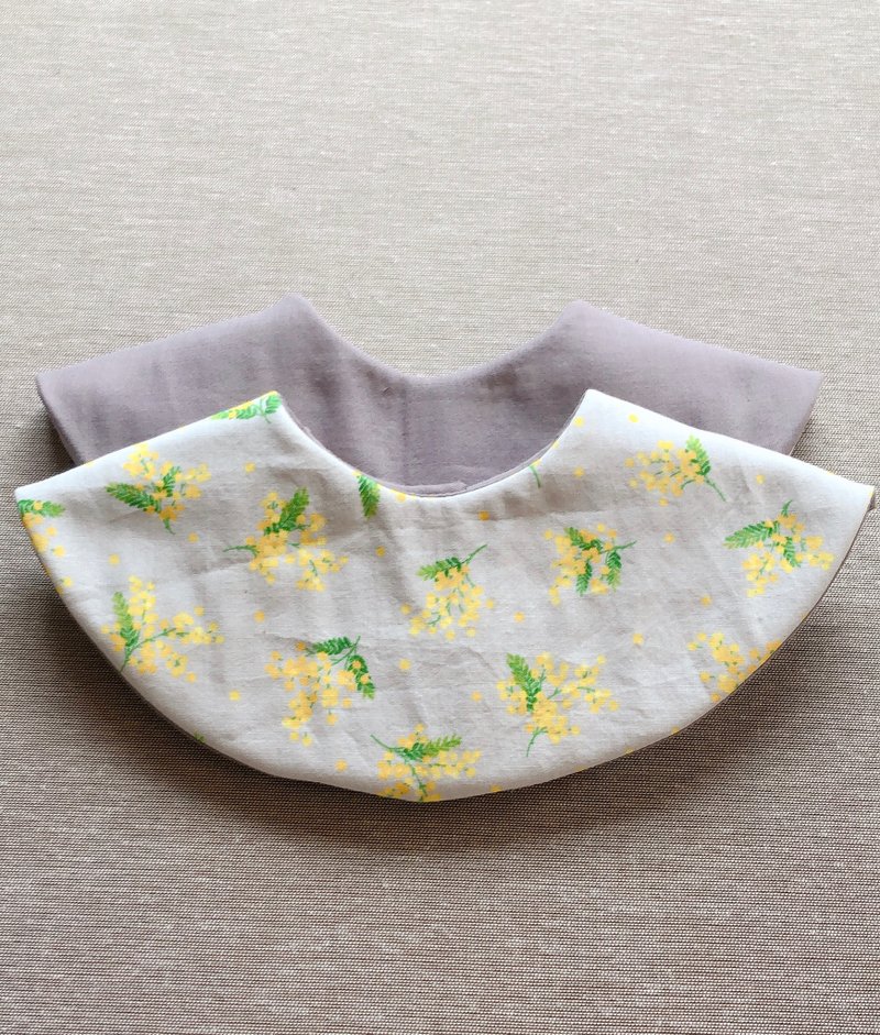 Round bib mimosa pattern - 围嘴/口水巾 - 棉．麻 多色
