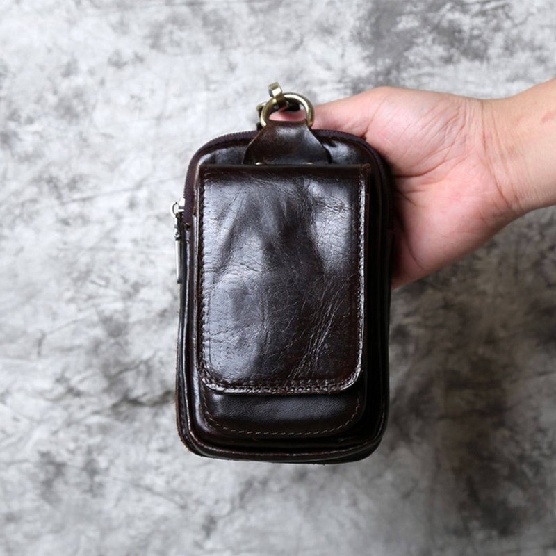 牛皮休闲穿皮带腰包  男手机袋 钱包 - 皮夹/钱包 - 真皮 咖啡色