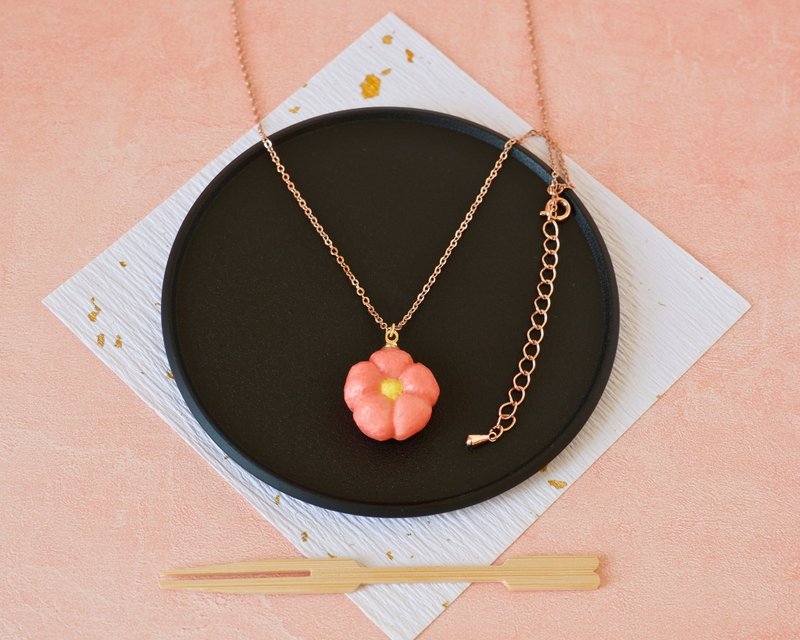 和纸饰品 项链 炼切 梅 / 红梅 和菓子 - 项链 - 纸 粉红色